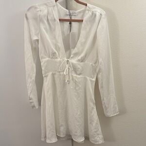 RESA White Long Sleeve Mini Dress